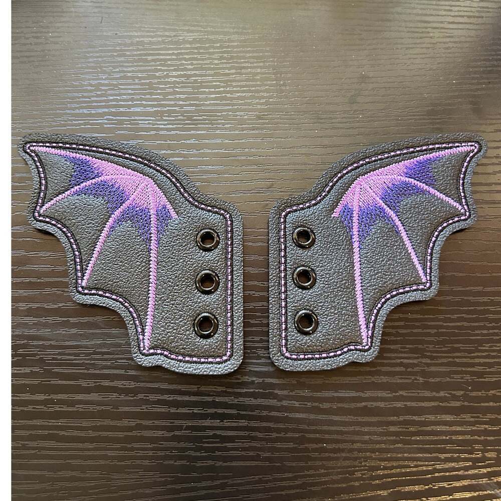 Bat Boot Wings Blk/Purple Faux Leather Goth Whimsygoth Decoration Shoe Adornment